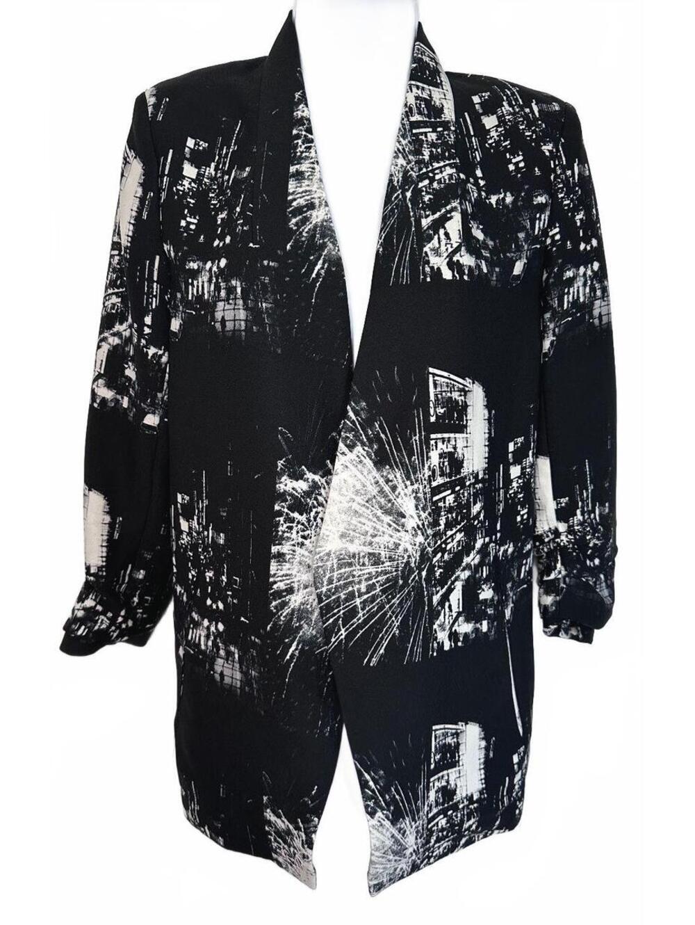 Aritzia Babaton Macauley Blazer Open Front City Lights Fireworks Jacket Size 6 - Picture 3 of 8